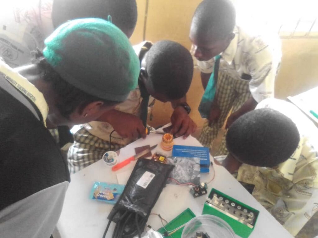 students building a smart waste collector